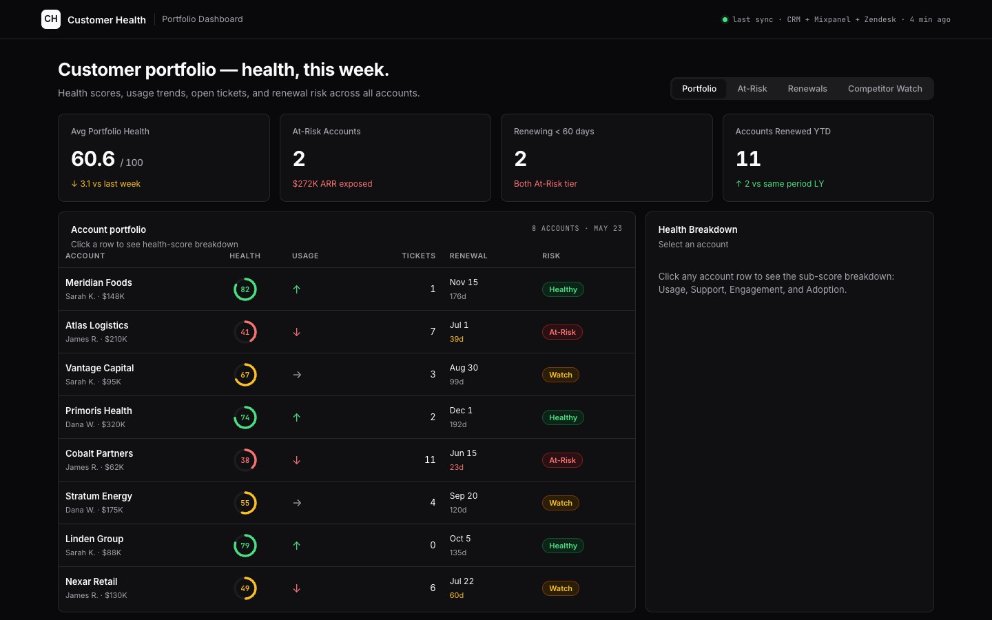 customer-health app preview