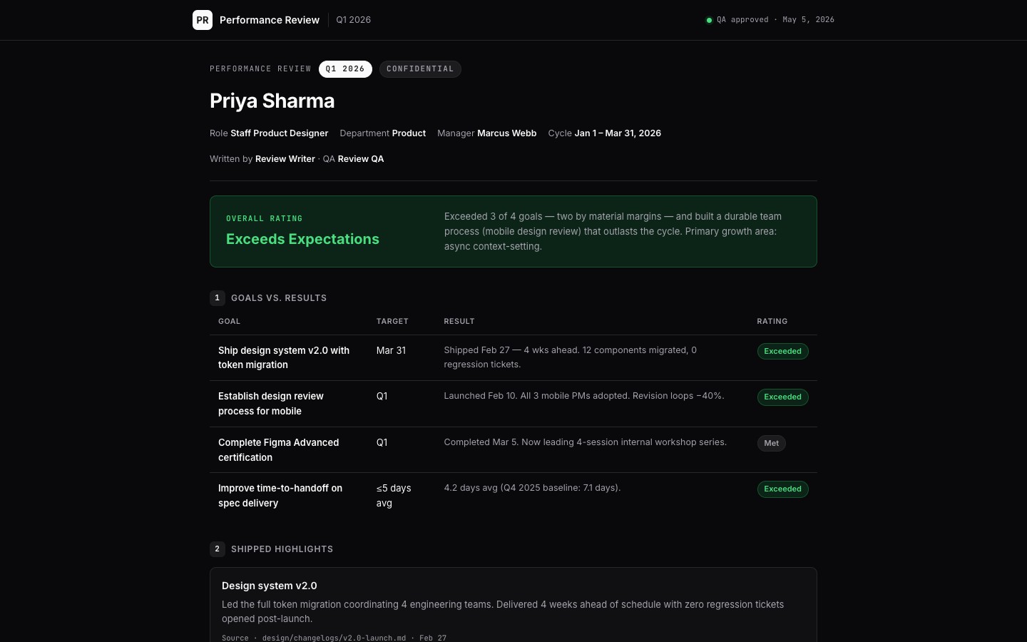 performance-review app preview