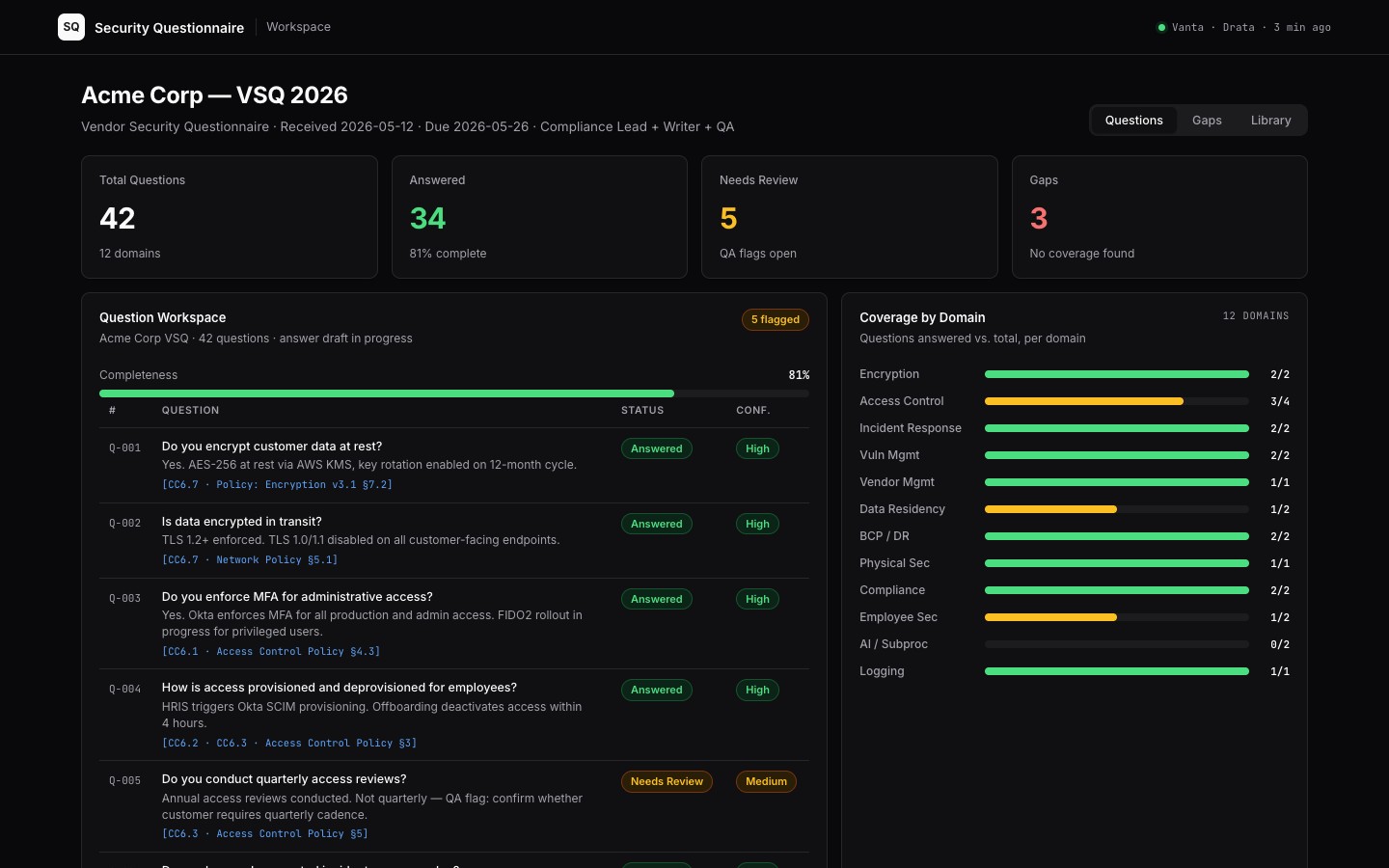 security-questionnaire app preview